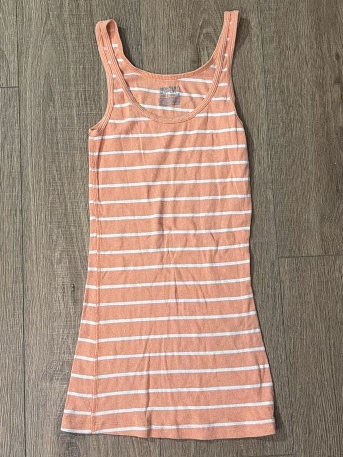 Mossimo Supply Co. Long & Lean Ribbed Tank Top, Orange and White Striped