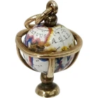 Vintage Antique Globe Charm Pendant Miniature Map Orb Rotating 3cm Preloved