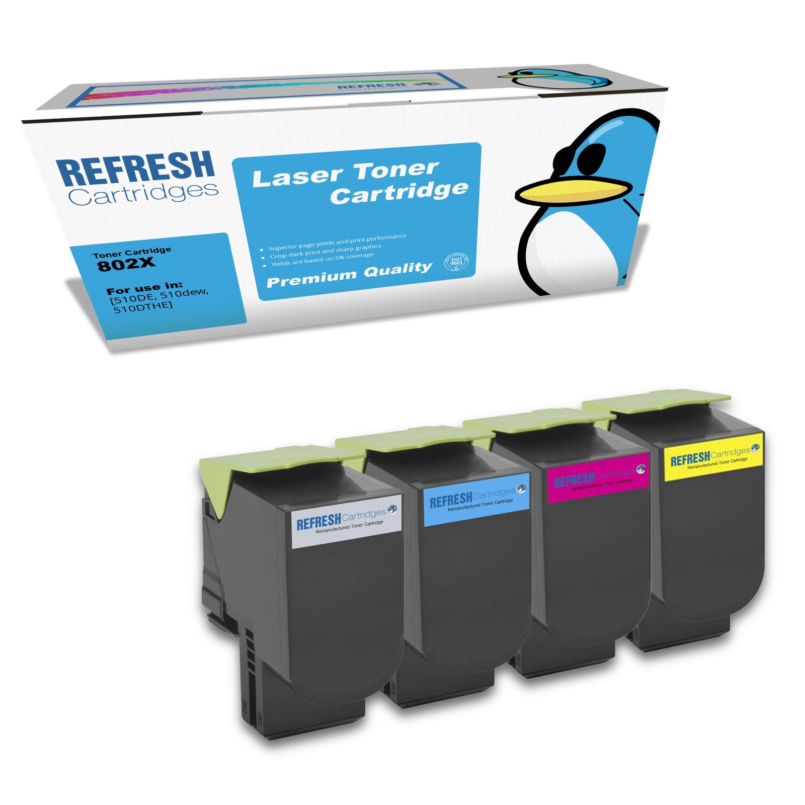 Refresh Cartridges Full Set Pack 802X Toner Compatible With Lexmark Printers