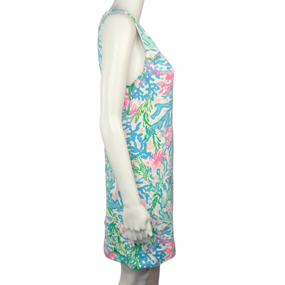 Vestido Lilly Pulitzer Harper Shift sem mangas estampa de recife de coral gola V tamanho M - Imagem 4 de 4