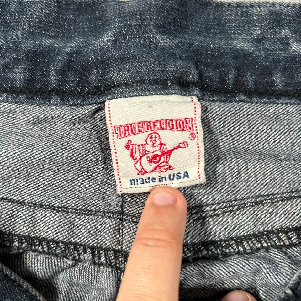 Vintage True Religion Jeans Mens 32x28 Blue Acid Wash Denim Bobby Big T USA - Image 3 of 4