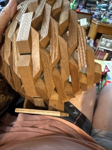 Vintage Mid Century Modern Geometrischer Block Holz Korb - Top Zustand!! - Bild 11 von 16