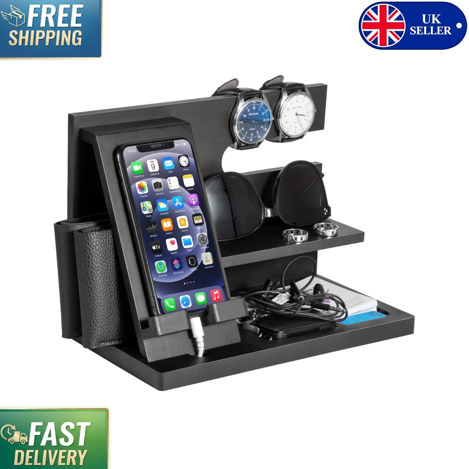 Compact Tabletop Docking Station - Organize Phones, Wallets & Essentials