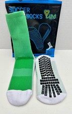 Lux Soccer Grip Calf Socks White Green Unisex Non-Slip Grip One Size Adult