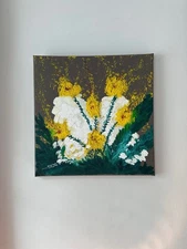 Original Acrylic Flower Painting Contemporary Art 12x12" Signed W/COA