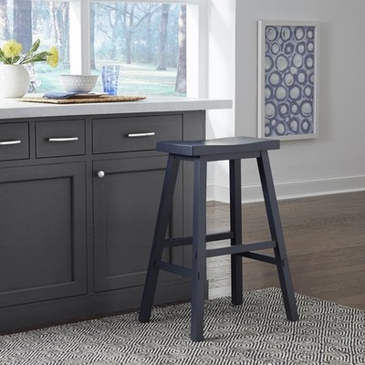 Knaack 30'' Barstool with Chair Glides - Navy Blue