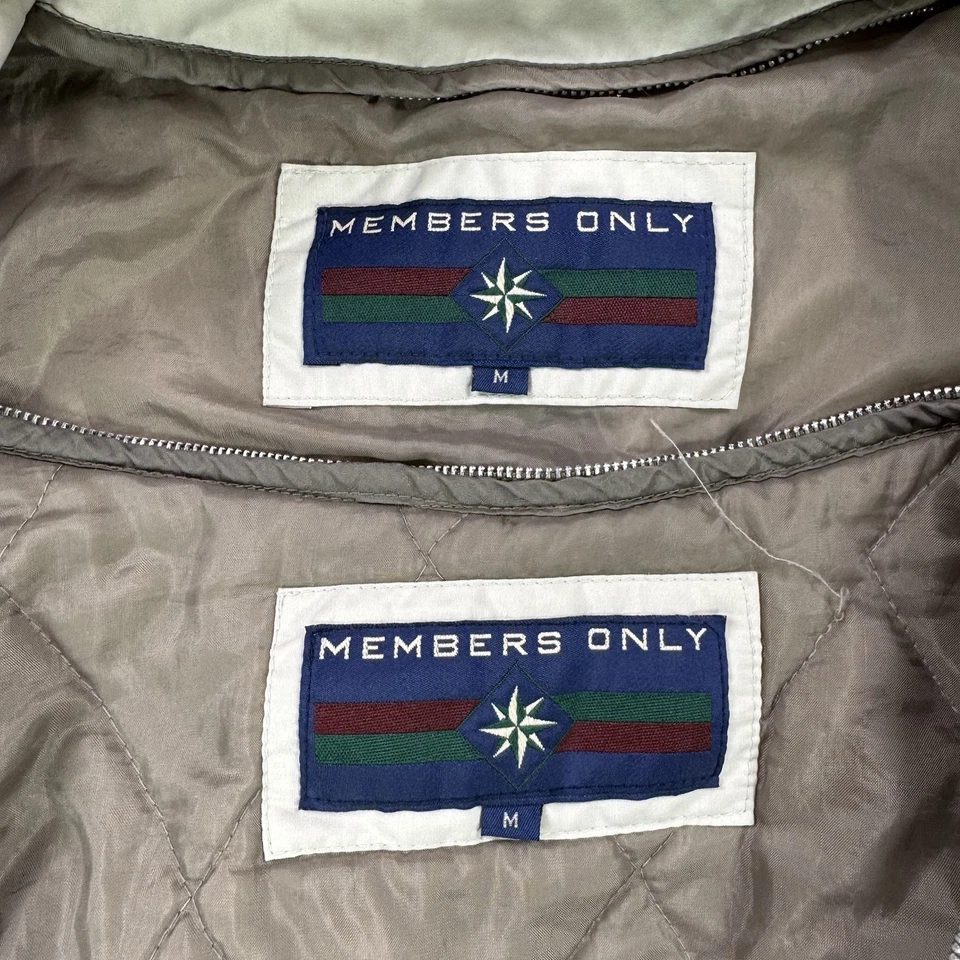 Chaqueta de bombardero vintage solo para miembros beige acolchada forro con cremallera para hombre - mediana Foto 4 de 4