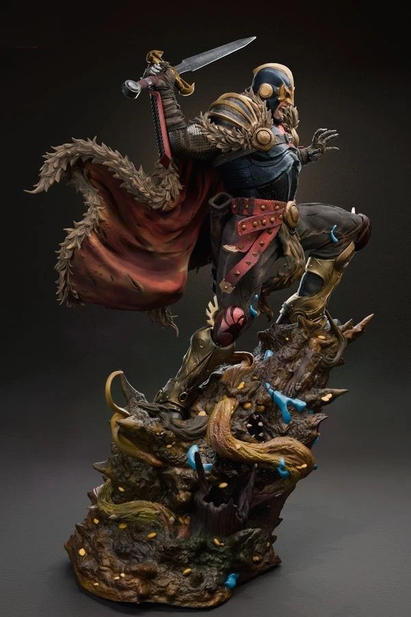 Kit modelo estátua escultura em resina Cavaleiro Negro Marvel sem pintura/desmontada - Imagem 4 de 4