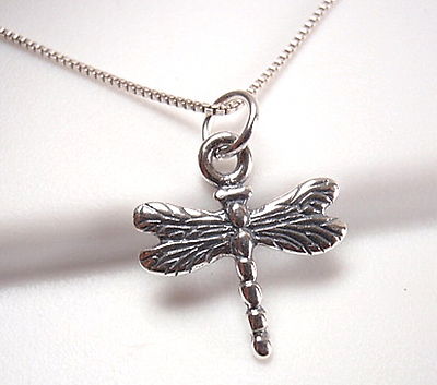 Very Small Dragonfly Necklace Sterling Silver Corona Sun Jewelry entomologist