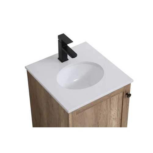 Elegant Decor Soma 18" Steel MDF Stone Single Bathroom Vanity in Natural Oak - Picture 4 of 5