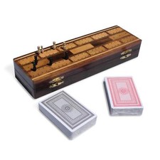 Classic Wooden Cribbage Board with Pegs, Cards, and Storage | Retro Board Set