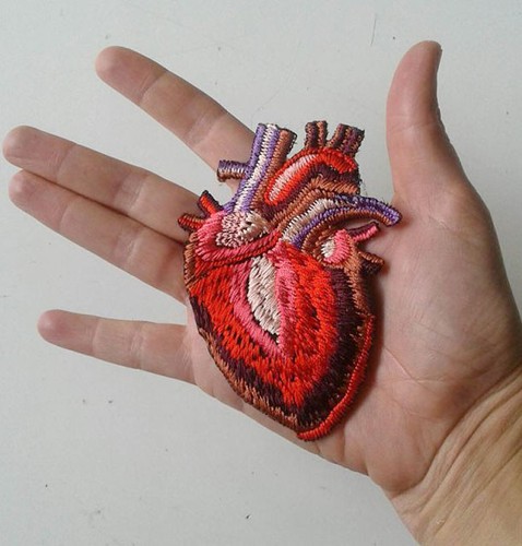 Anatomical Heart Handmade Embroidered Patch - Picture 2 of 5