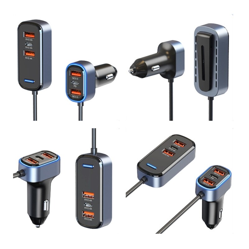 12V USB Car Charger Hub with Multiple Ports  