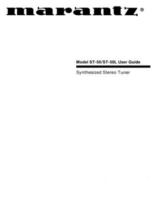 User Manual-Operating Instructions for Marantz ST-50