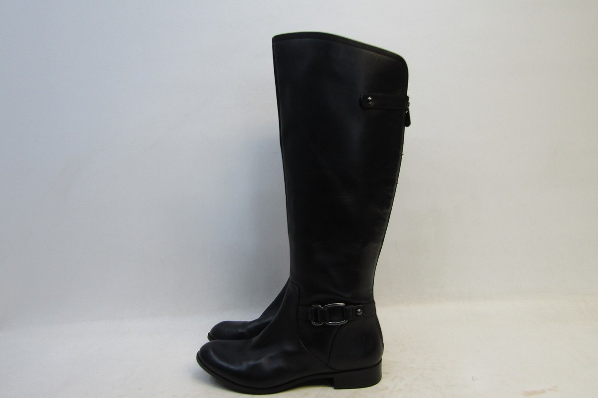 【Honi Anne】Leather Long Boots (5.7 cm) ANNE KLEIN Womens Size 7.5 M Black Leather Zip Knee High