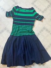 Lauren Ralph Lauren Fit And Flare Dress Womens Medium Knit Blue Green Striped
