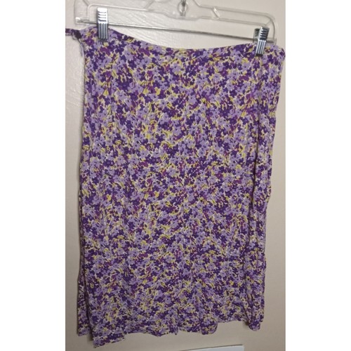 Ann Taylor Damen lila Blumen Viskose knielanger Rock Größe 8 - Bild 1 von 4