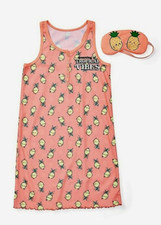 NWT Justice Nightgown Pajama Set Girls Sz 7 with Sleep Mask 2 pc Set NEW