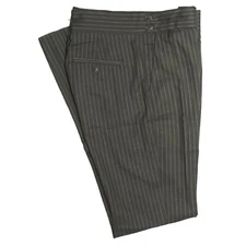 Mens Gurkha Pants 36 Gray Striped Wool Slim Straight Flat Front Dress Trousers