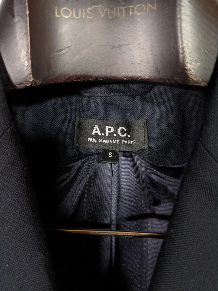 APC Durable Wool Dark Blue 3 Button Blazer Jacket Small - Image 3 of 4