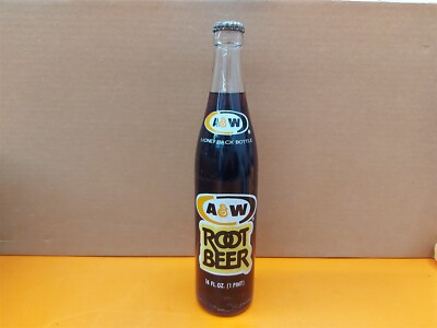       Vintage Unopened A&W Root Beer Soda 16oz/1 Pint Glass Bottle