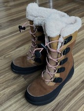 All In Motion Thermolite EcoMode Lace Up Winter Boots Fur Girls Sz 1