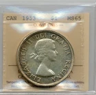 1953 Canada Silver Dollar, No Shoulder Fold - Gem Uncirculated, ICCS MS 65