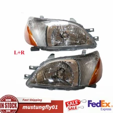 Pair For 2000 2001 2002 Toyota Echo Headlights Headlamps Assembly Left & Right