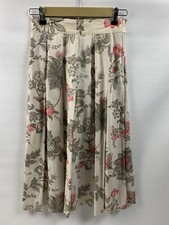 Mondi Beige  Coral Pink Cotton  Linen Pleated Skirt - Germany, Women's 36 / 8