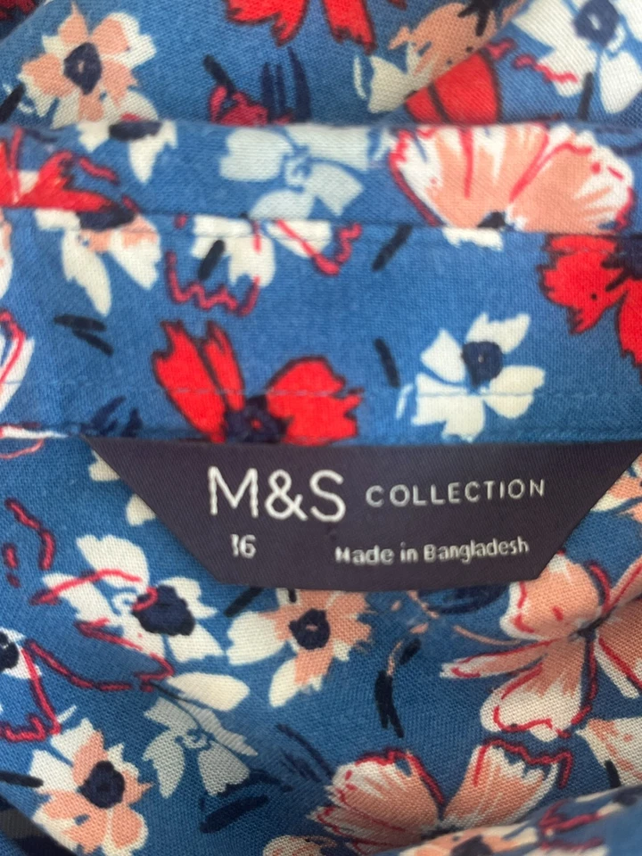 M&S Collection Maxi Shirt Dress Size 16 Womens EU44 Blue & Violet Mix Floral - Image 3 of 4