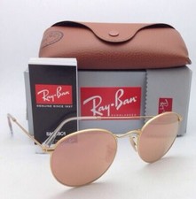 New Ray-Ban Sunglasses ROUND METAL RB 3447 112/Z2 Gold Frame w/ Pink Mirror Lens