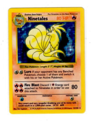 ninetales holographic pokemon card 1999 BASE SET WOTC TCG POKEMON HOLOFOIL HOLOGRAM CARD NINETALES 12/102  NM/MINT