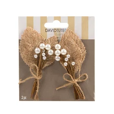 DAVID TUTERA NATURAL BURLAP BOUTONNIERES - 2 PIECES