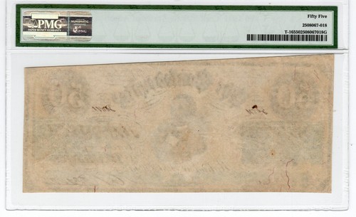 T-16 PF-11 $50 1861 Confederate Paper Money - PMG About Uncirculated 55! - Picture 2 of 2