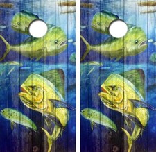 School Of Mahi Cornhole Board Wrap LAMINATED Decal Vinyl Sticker 4373