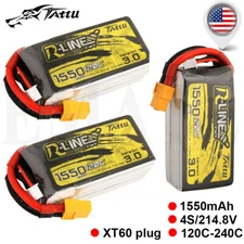 3X Tattu 1550mAh 120C 14.8V 4S Lipo Battery XT60 For FPV Race Drone Quadcopter