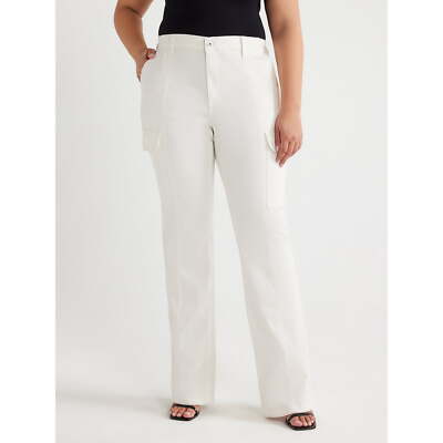 Sofia Jeans Cargo Jean Women's Plus Size 26W White Marisol Bootcut Mid Rise --W7