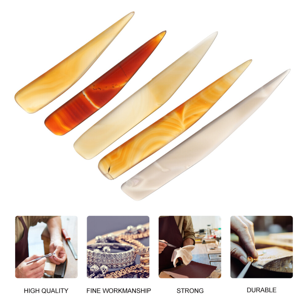 5 Pcs Agate Stone Gold Silver Burnisher Jewelry Polishing Accessories