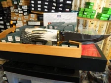 RITE EDGE USA 12 1/2" CROWN STAG HANDLE KNIFE WITH A TURQUOISE INLAY S.S. BLADE