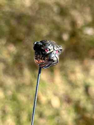 Antique Silver and Ruby Bull Dog Stick Pin