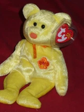 TY BEANIE BABY BEAR - BUNGE RAYA - YELLOW - HANG TAGS ATTACHED - GOOD CONDITION