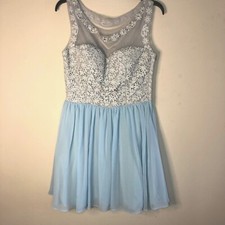 Deb Blue Party Prom Homecoming Jeweled Sweetheart Mini Dress Sz 11/12