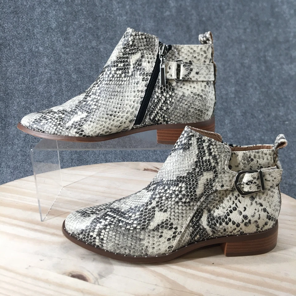 Steve Madden Botas Mujer 7.5 Chavi Piel de Serpiente Botines Beige Cuero Cremallera Foto 2 de 4