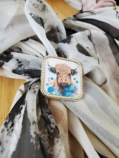 SLIDE Scarf Wild Rag Scarves Slide highland cow gift, bandana slide, western 