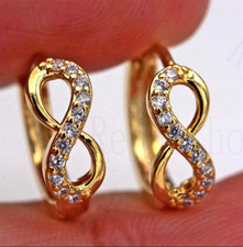18k GF Small Infinity Cubic Zircnia Hoop Earrings Q0080