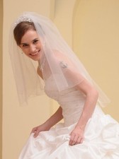 HBH 2-Schicht Brautschleier Schleier,aus Tüll,mit Kristall veredelt,Weiß/Ivory