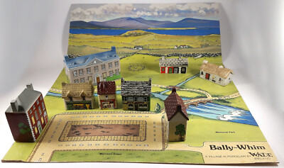 WADE BALLY WHIM VILLAGE WITH ORGINAL 8 BUILDINGS, BOX AND MAP DISPLAY, 1984 