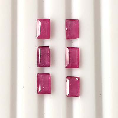 Ruby Unheated 5X3 mm Baguette Cut Natural Faceted Genuine Ruby Gemstone 6 Pieces