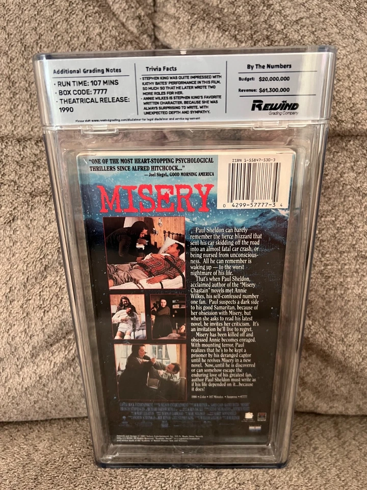 MISERY VHS REWIND Graded BOX 9.2 MINT/SEAL 4.5/5 w/Watermarks Factory Sealed Foto 3 de 4