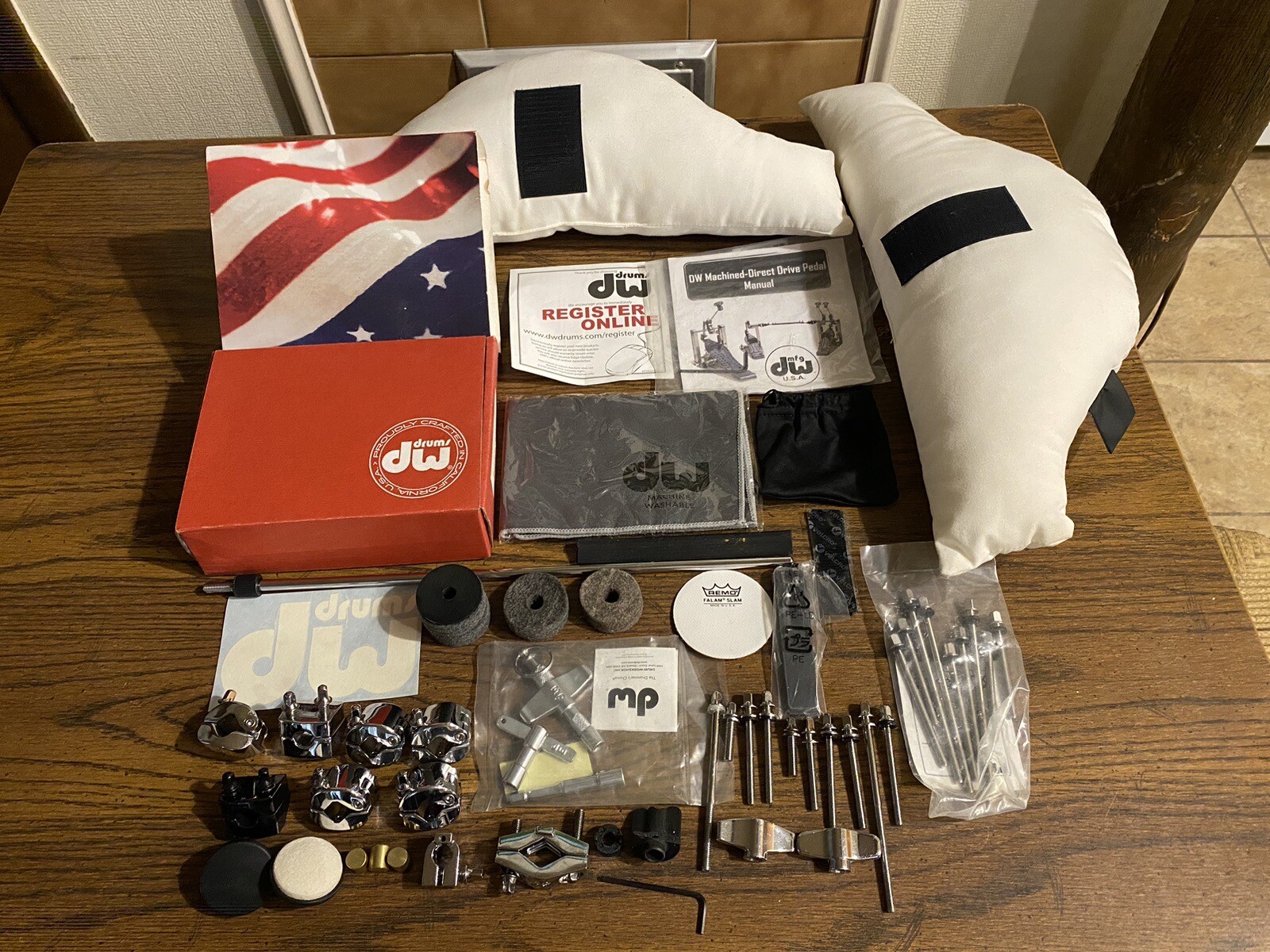 DW Drumwork bass drum pillows miscellaneous chrome parts Nice Xlnt Cond